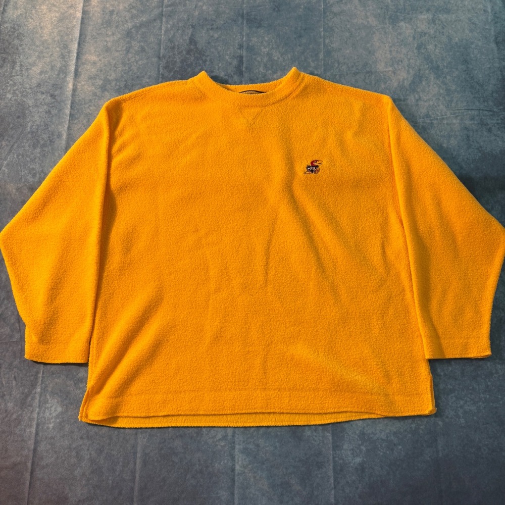 Vintage Gear For Sports Kansas Jayhawks Golden Yellow Terrycloth Sweatshirt L
